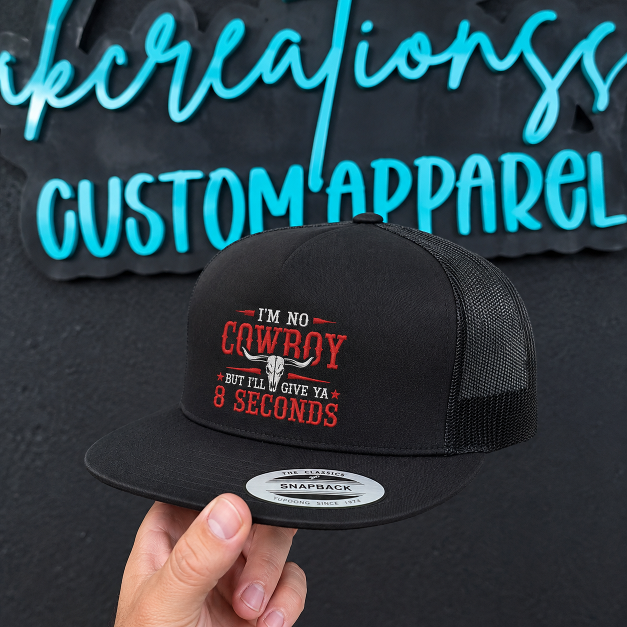 8 Seconds embroidered mens trucker hat